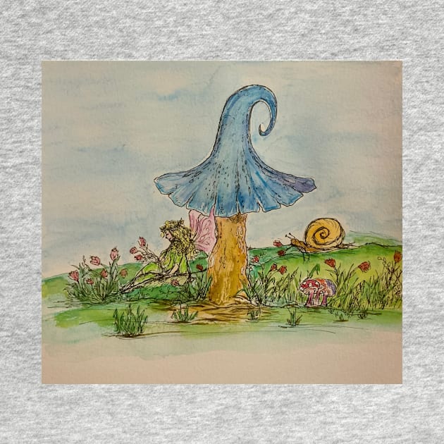 The fairy and the mushroom by Annabellepaints